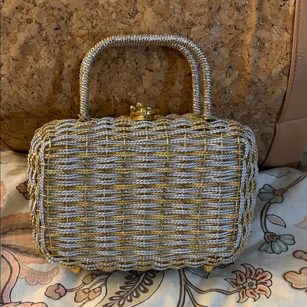 Elegant Gold and Silver Woven Clutch by Koret vintage small fancy